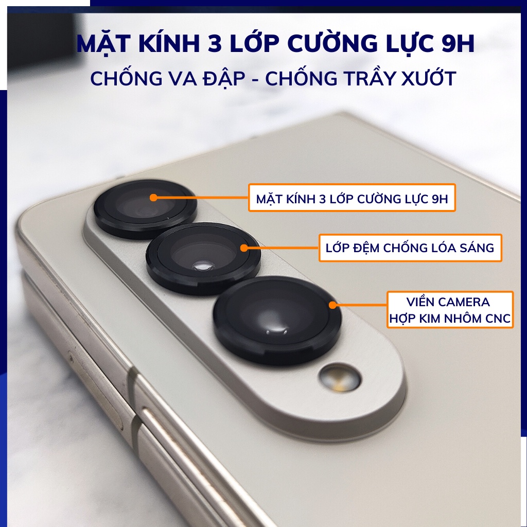 Cường lực camera z fold 4 KUZOOM viền nhiều màu chất lượng rõ nét phụ kiện