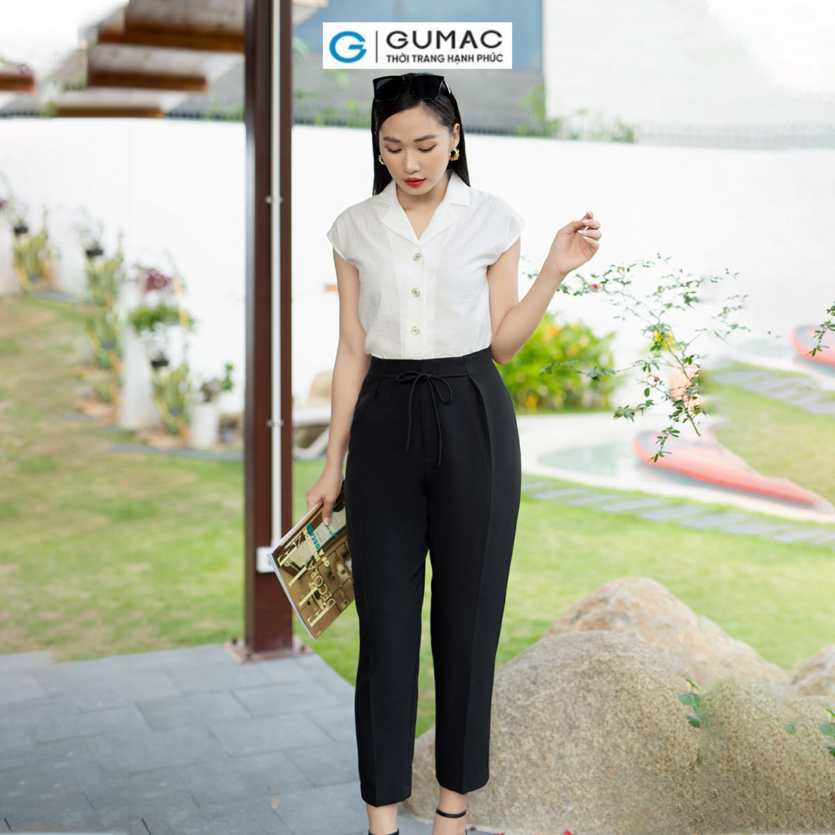 Quần baggy nữ thắt dây nơ tôn dáng trẻ trung thời trang GUMAC QD07047