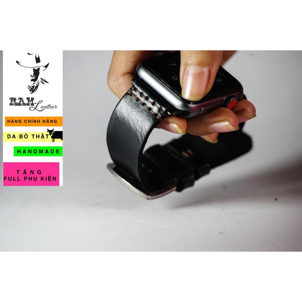 Dây đồng hồ RAM Leather da bò handmade - RAM simple đen 2021