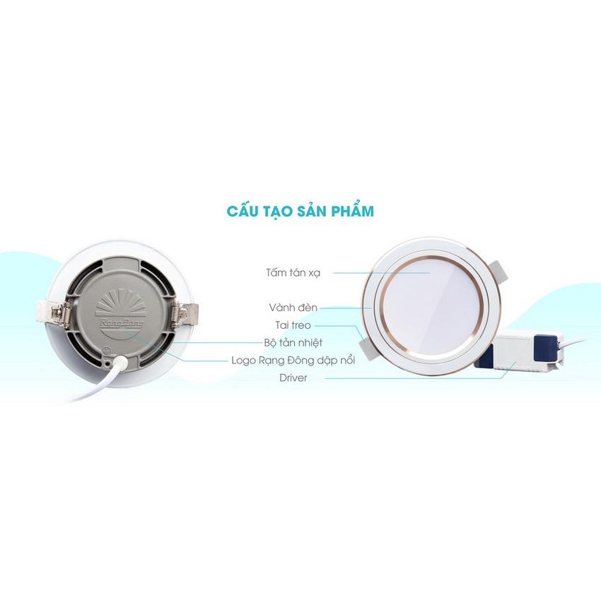 Đèn LED Rạng Đông âm trần Downlight đổi màu AT20 lỗ khoét 90 và 110 công suất 8W - 10W - 12W