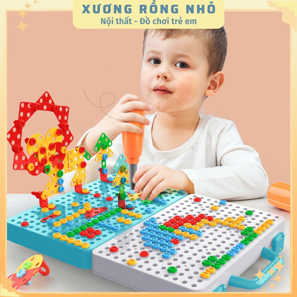 Đồ chơi trí tuệ lắp ráp bắt ốc vít, bộ lắp ghép sáng tạo building block,set gồm cả máy bắt vít và tua vít, hàng đẹp