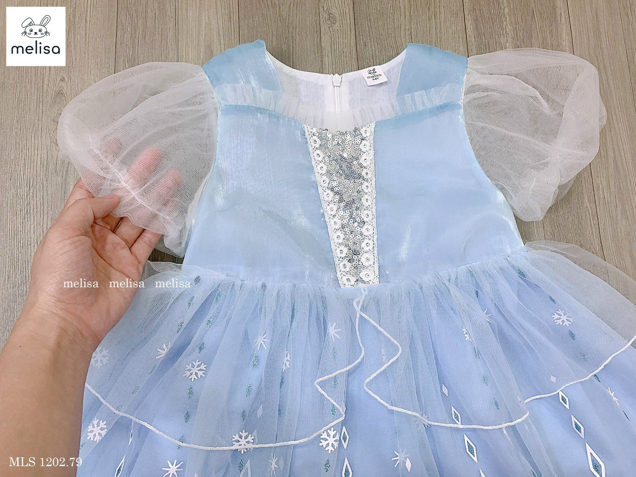 Đầm voan công chúa cho bé gái dự tiệc diện tết đẹp hình Elsa size 10-40kg hàng thiết kế cao cấp