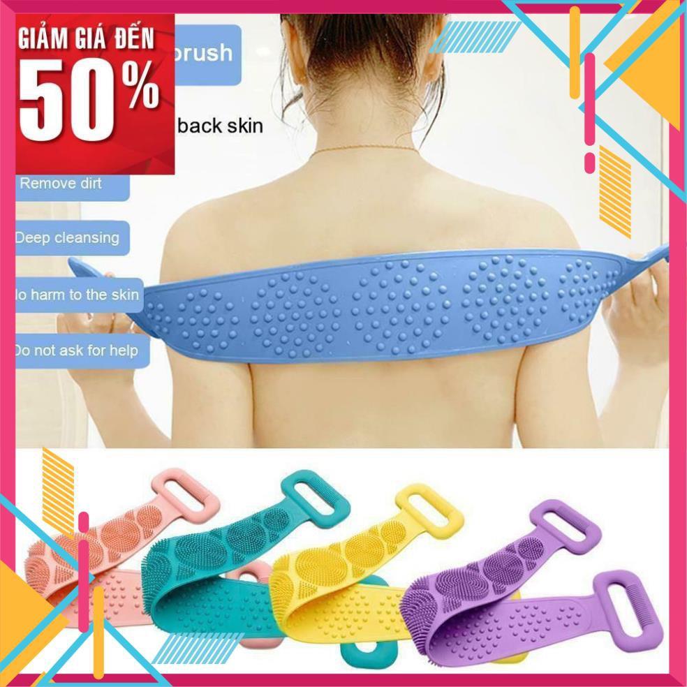Dây đai chà lưng 2 mặt đa năng dụng cụ bằng silicon kỳ cọ massage tẩy da chết khi tắm