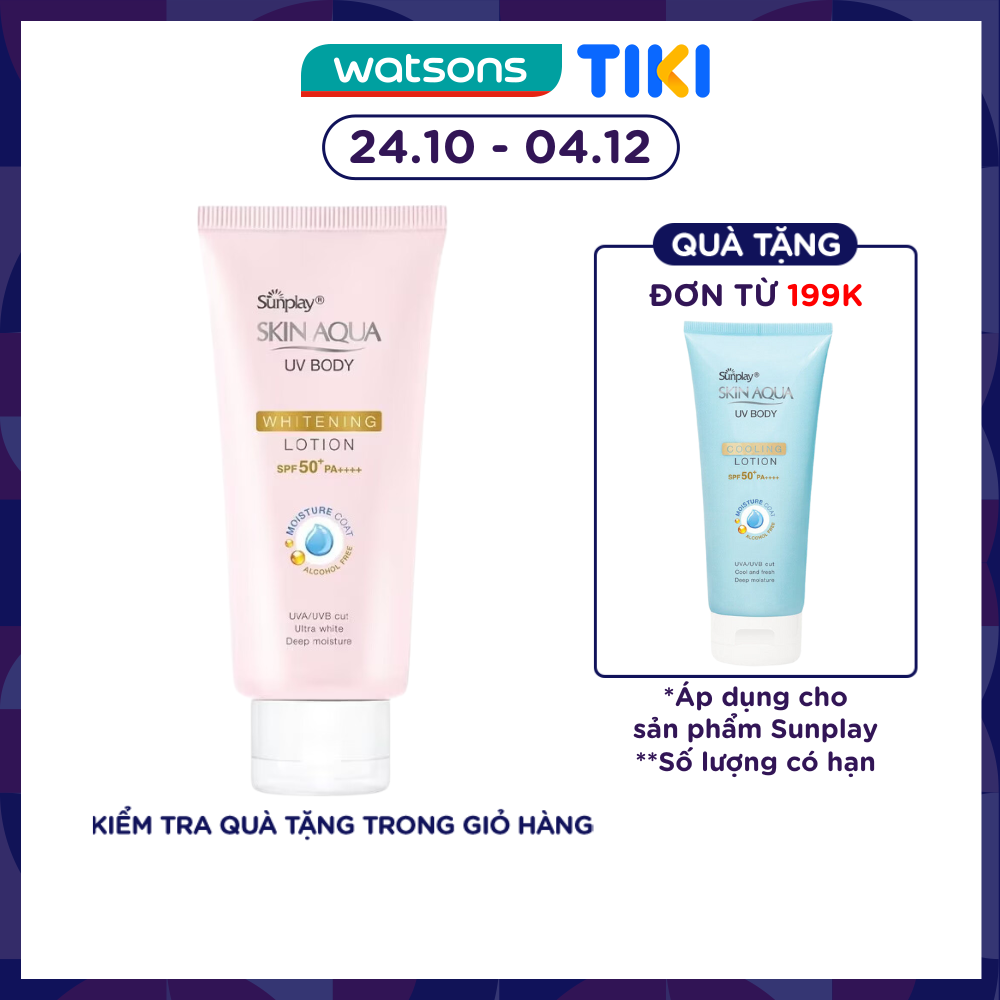 Chống Nắng Sunplay Skin Aqua UV Body Whitening Body Lotion Dưỡng Ẩm Trắng Mịn SPF50+ PA++++ 150g