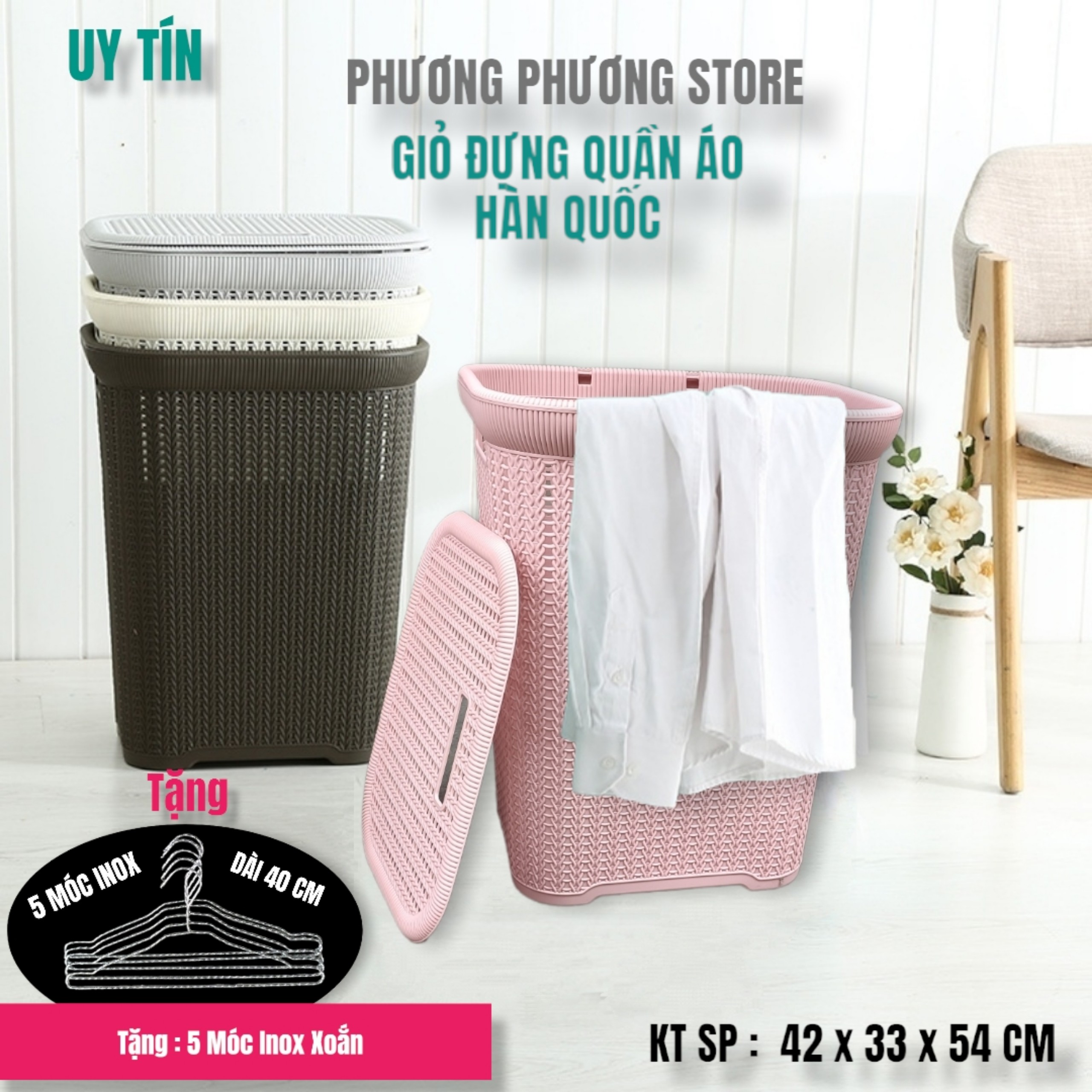 Giỏ đựng đồ quần áo có nắp Hàn Quốc