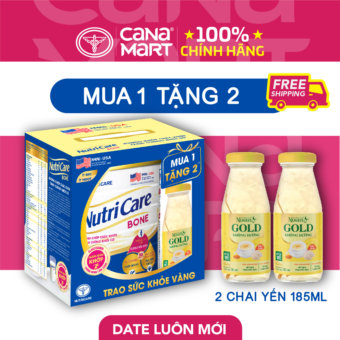 Sữa Bột Nutricare Bone Phòng Chống Loãng Xương Sụn Khớp Cho Người Lớn Tuổi 850G