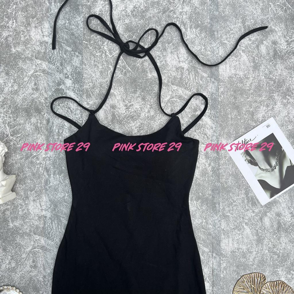 Đầm mini ôm body hai dây hở lưng PINKSTORE29 dáng ngắn tôn dáng GỢI CẢM D069