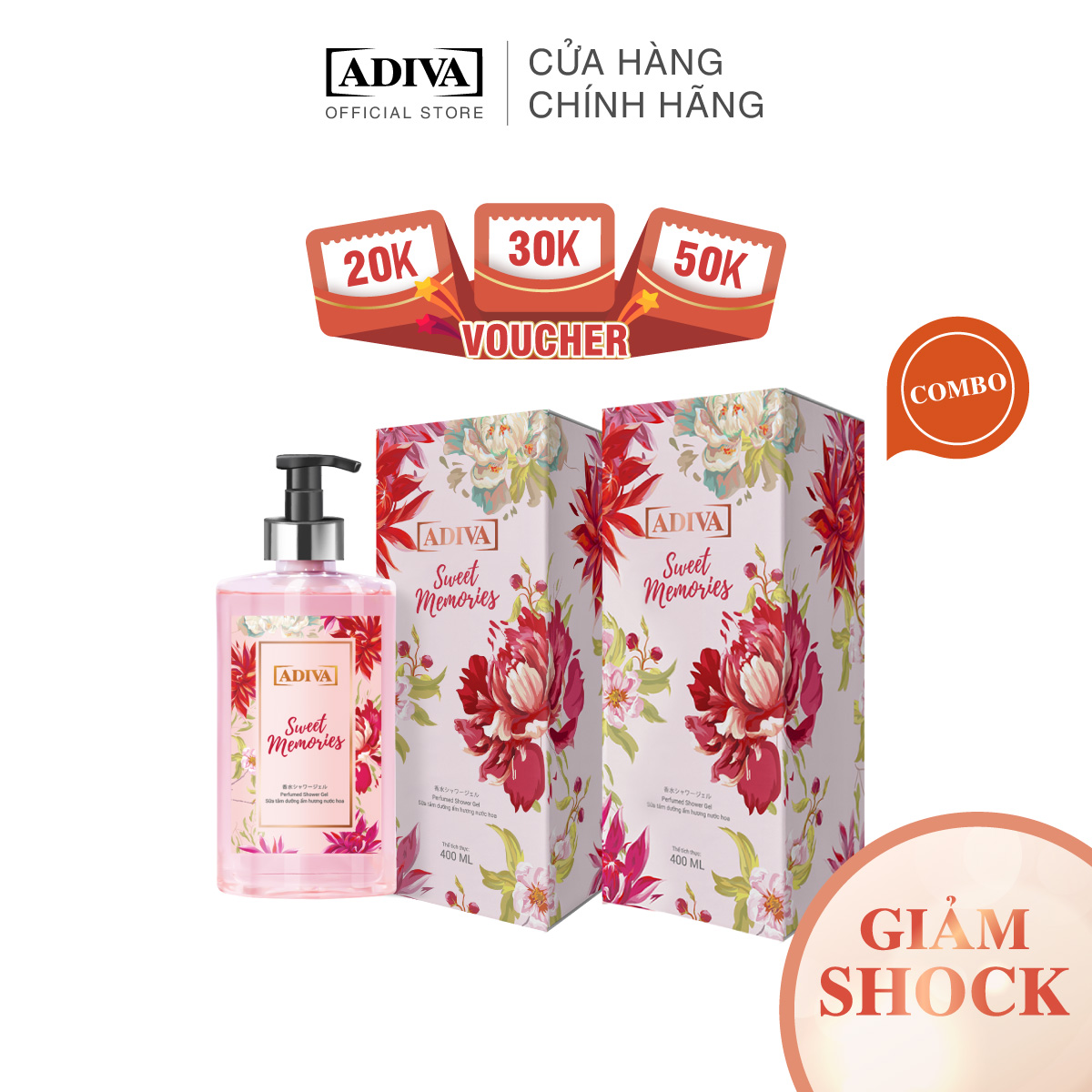 Combo 2 Hộp Sữa Tắm Dưỡng Ẩm Hương Nước Hoa Sweet Memories (400ml/ Chai)