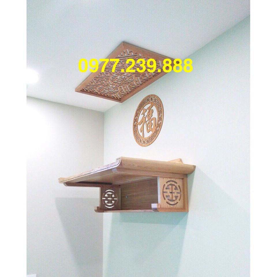 Bàn thờ treo tường bằng gỗ sồi nga 61cm kèm chắn khói