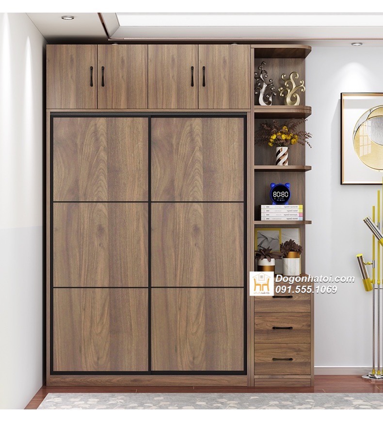 Tủ quần áo cánh lùa gỗ công nghiệp đẹp 2m x 1m8 - TA231