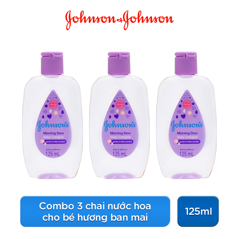 Combo 3  Chai Nước Hoa Cho Bé Johnson's Baby Cologne Hương Ban Mai Morning Dew Baby Cologne 125ml