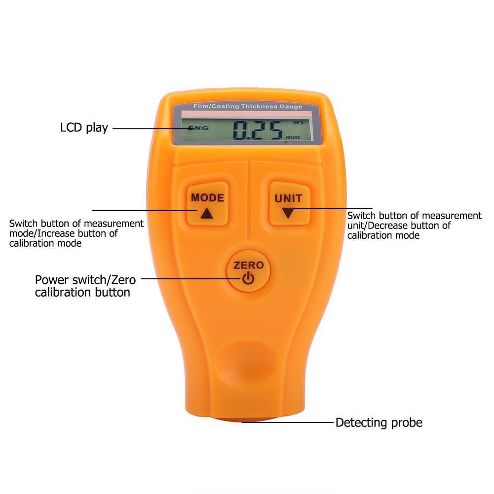 Thiết bị đo độ dày lớp, 1 mảnh sơn xe mini-LCD di động, thiết bị đo độ dày lớp cho máy dò kỹ thuật số