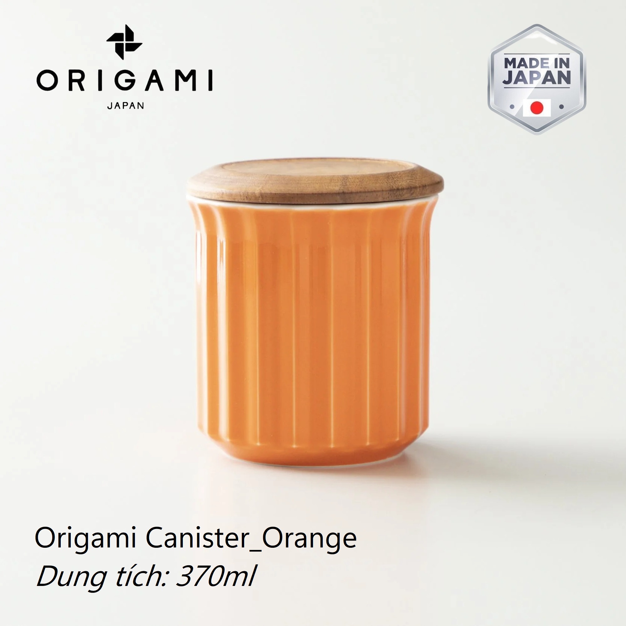 Hũ lọ sứ nắp gỗ Origami đựng cà phê trà 370ml