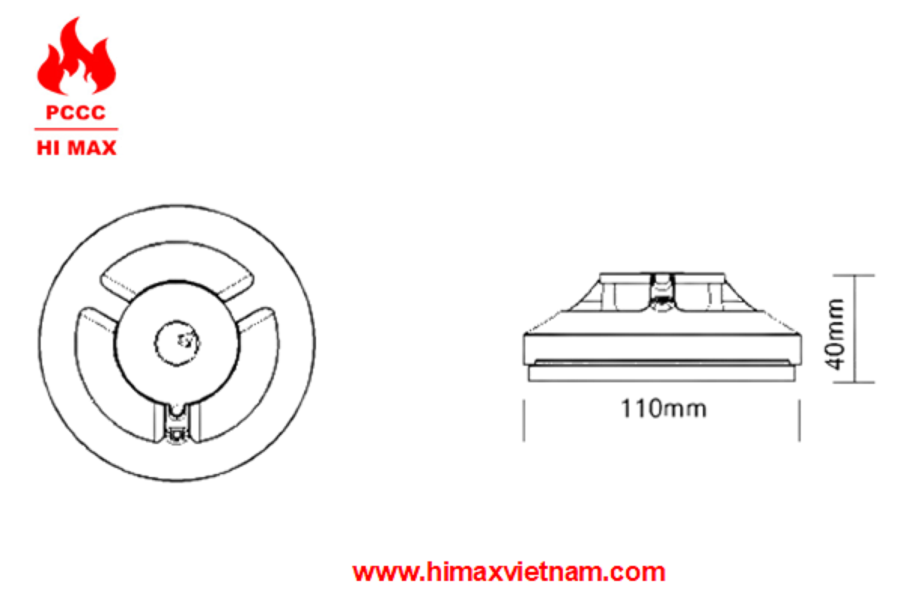 Đầu báo nhiệt địa chỉ hi max HD1014 (Kèm đế)