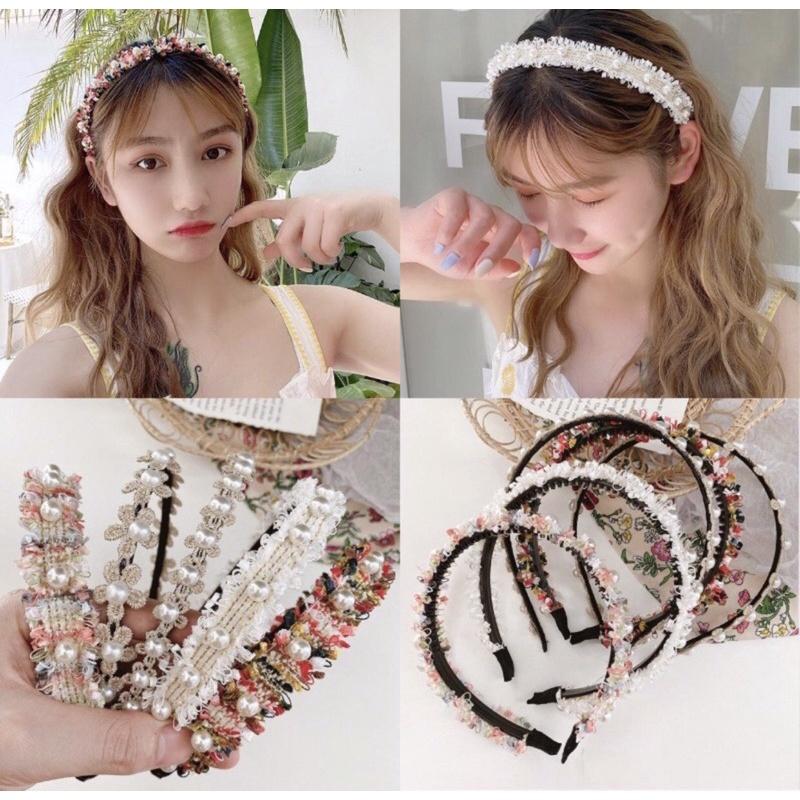 Băng Đô Cài Tóc Thêu Ren Hoa Phong Cách Nhật Hàn Dễ Thương Thời Trang Cho Nữ