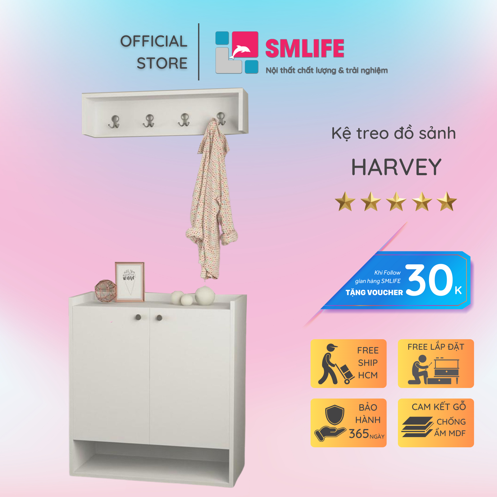 Hình ảnh Kệ treo đồ sảnh ra vào SMLIFE Harvey