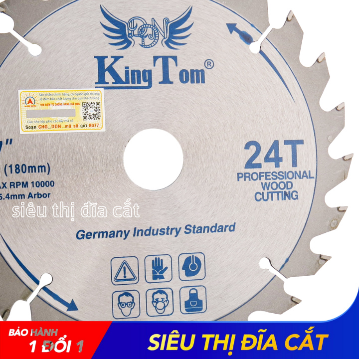 Lưỡi Cưa - Lưỡi Cắt Gỗ Cao Cấp 180-24 Răng KingTom - Chuyên Cắt Gỗ Cứng, Gỗ Tạp Đinh