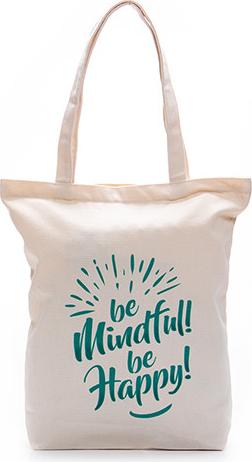 Túi Vải Canvas Be mindful Be happy - The Happy Bag (Có dây kéo)