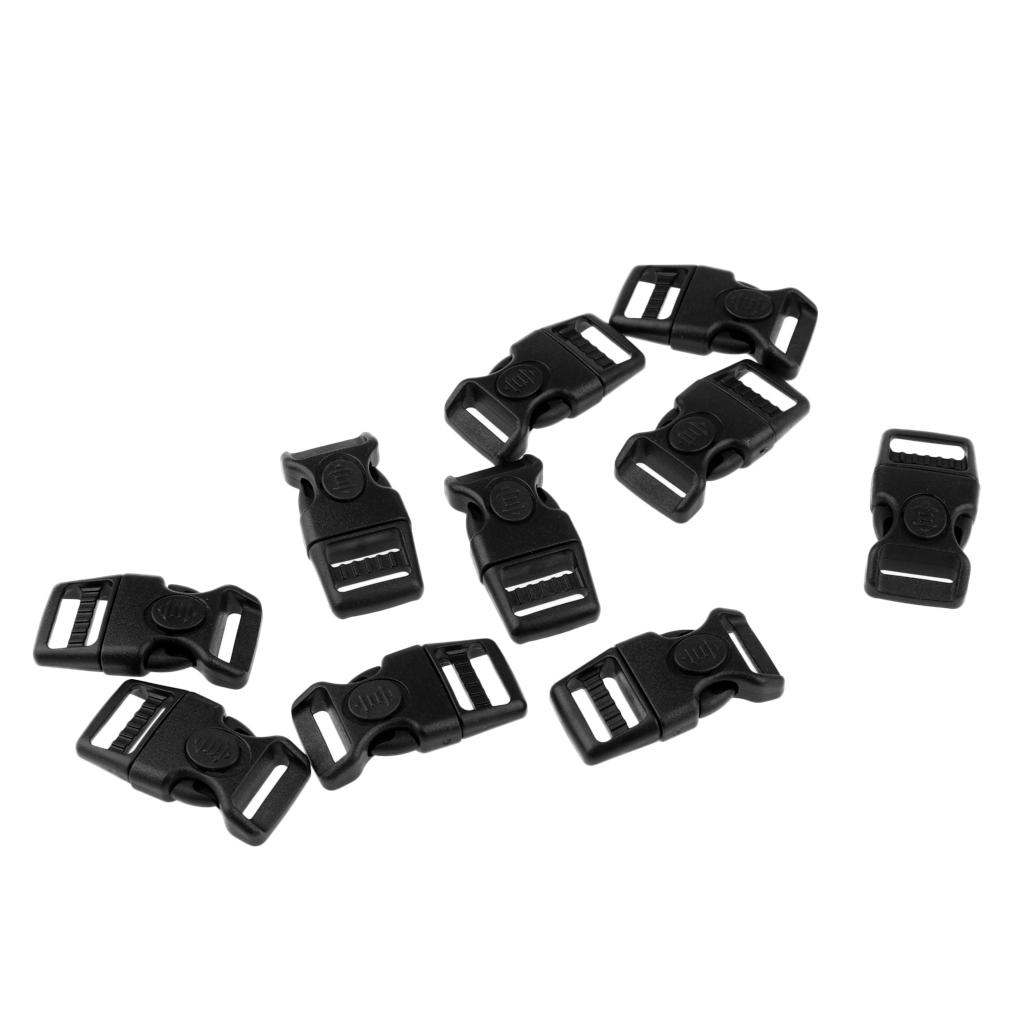 10pcs Plastic Black Curved Buckle Side Release For Paracord Bracelet