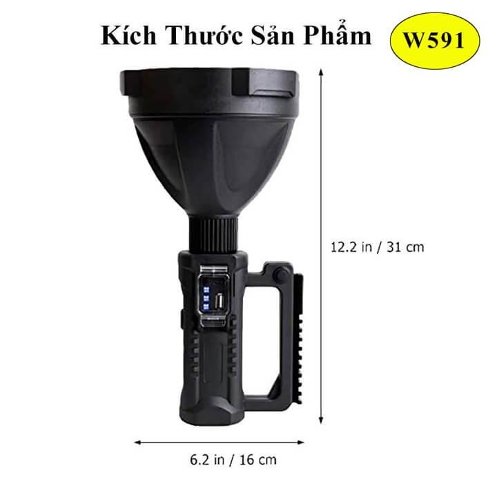 Đèn Pin Siêu Sáng Chiếu Siêu Xa 1000m Chống được nước.có chân sạc điện thoại W591 và W590