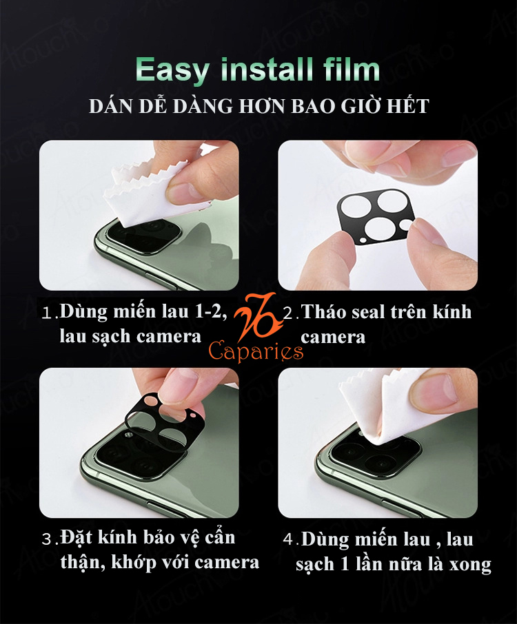 Cường lực camera sau cho dòng IPHONE - Chính Hãng CAPARIES