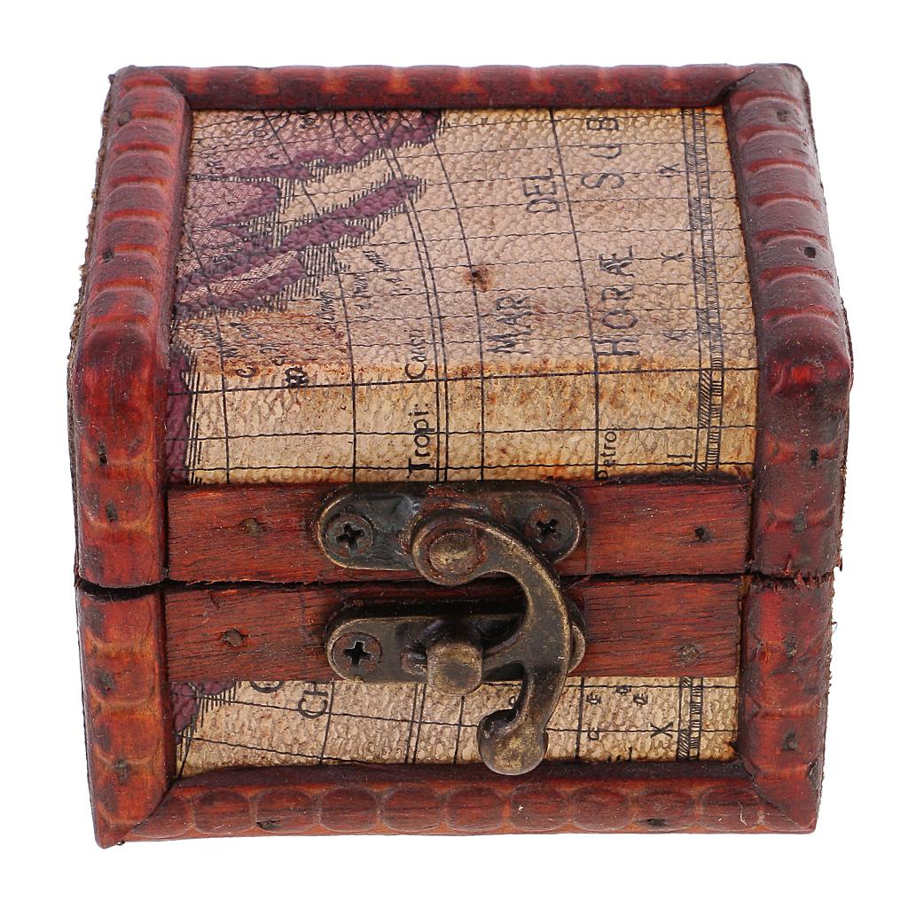 Vintage Metal Lock Jewelry Treasure Chest Case Wooden Box Storage Box Gift