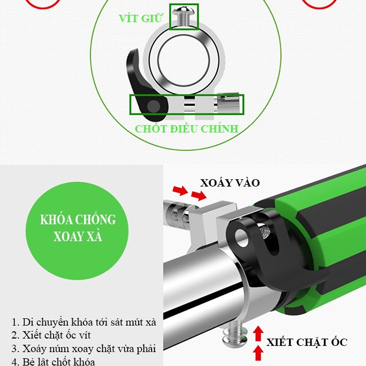 Xà đơn treo tường 2018 có chốt chống xoay (60-100)