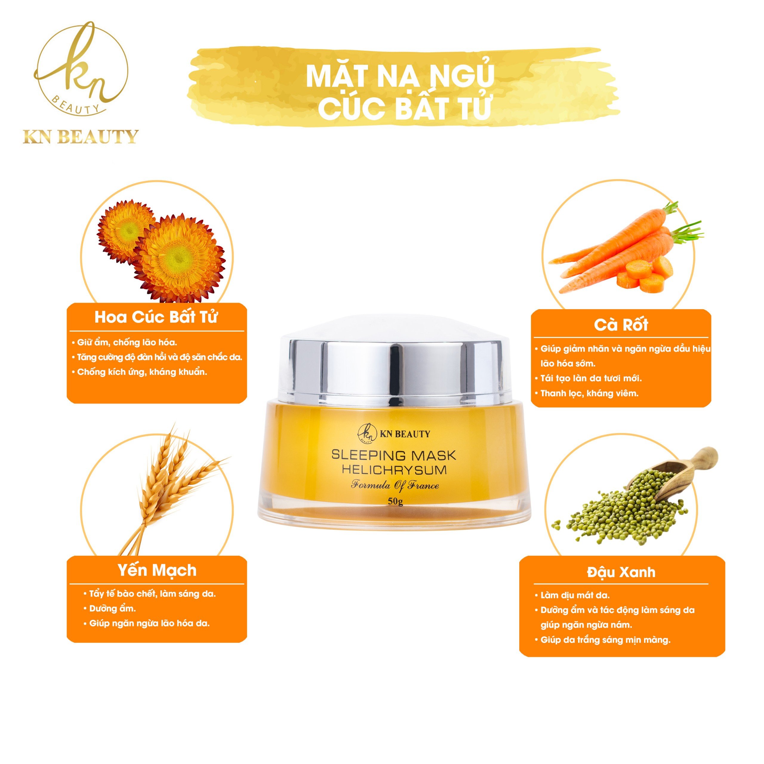 MẶT NẠ NGỦ CHIẾT XUẤT HOA CÚC SLEEPING MASK - HELICHRYSUM KN BEAUTY 50G