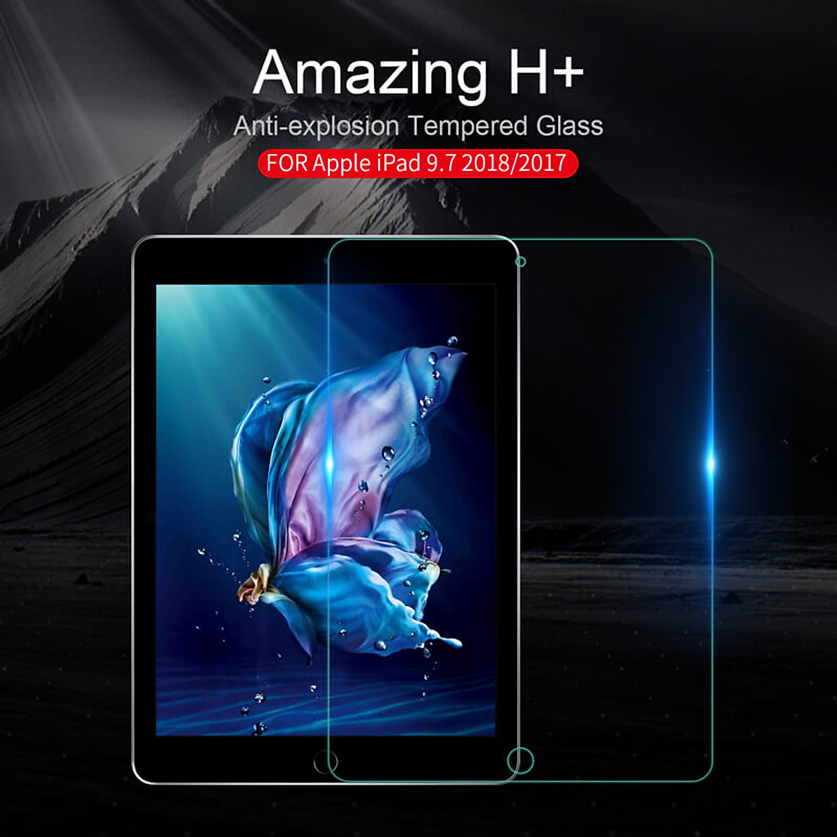 Tấm dán kính cường lực iPad Pro 9.7 inch chống xước , chống vỡ màn hình hiệu Nillkin Amazing H+ - Hàng chính Hãng