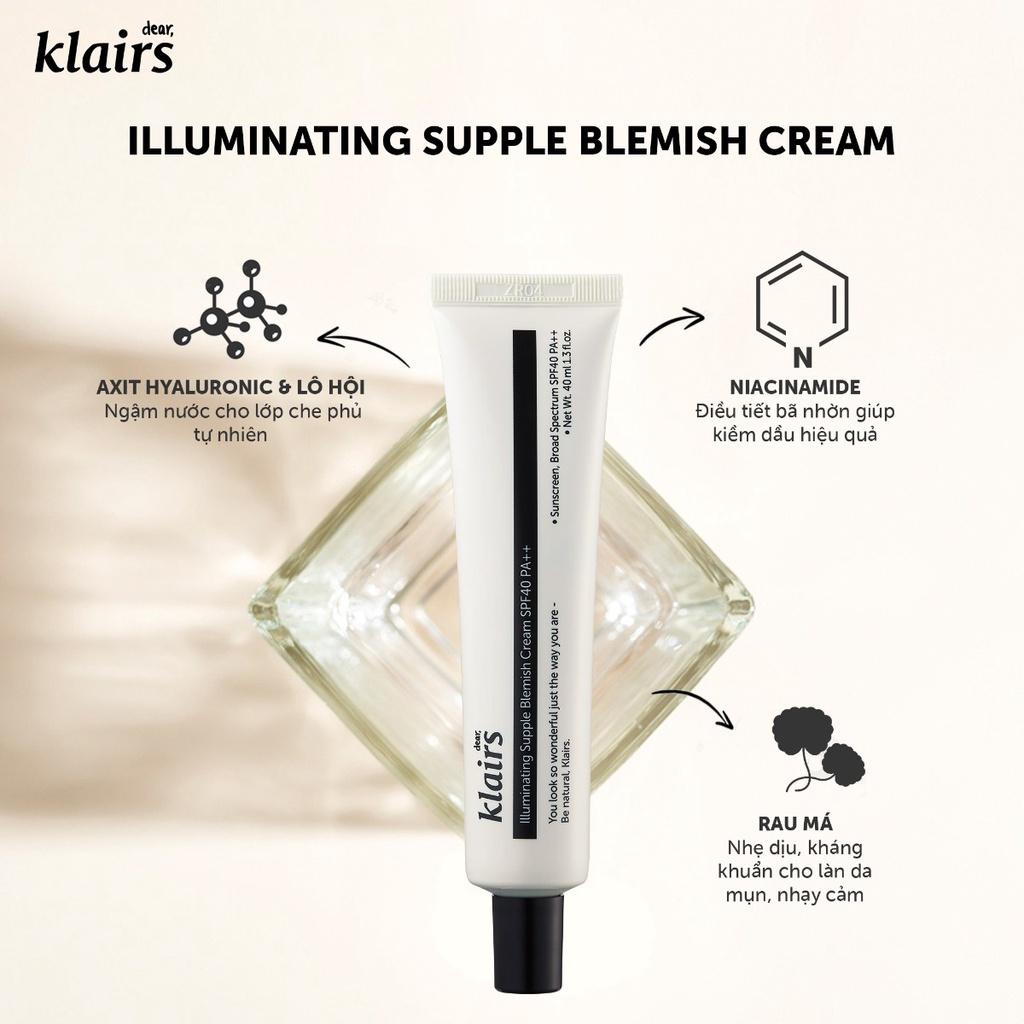 Kem nền trang điểm Klairs Illuminating Supple Blemish Cream Hàn Quốc 40ml