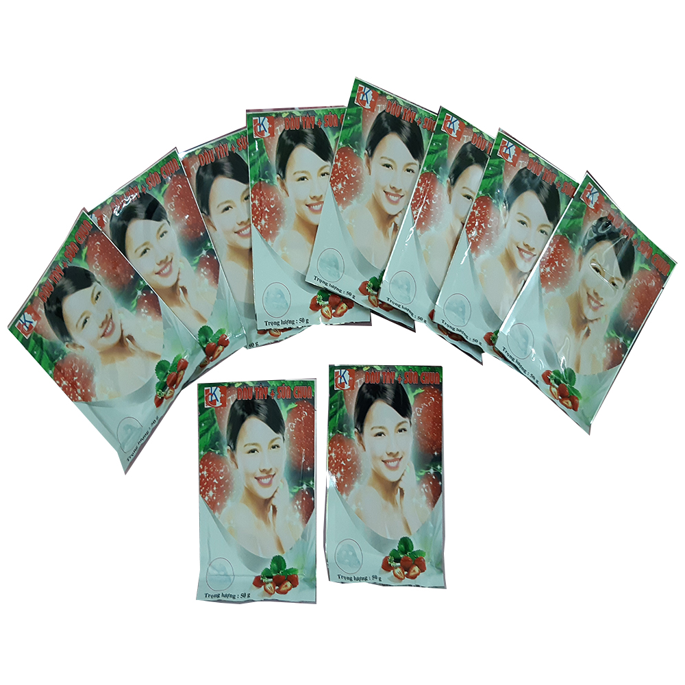 Mặt nạ giấy dưỡng trắng hồng da từ Dâu tây + Sữa chua 50g