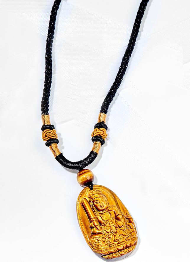 Mặt Dây Chuyền Văn Thù Bồ Tát Đá Mắt Hổ ( 3.6 x 2.3 cm) Ngọc Quý Gemstones