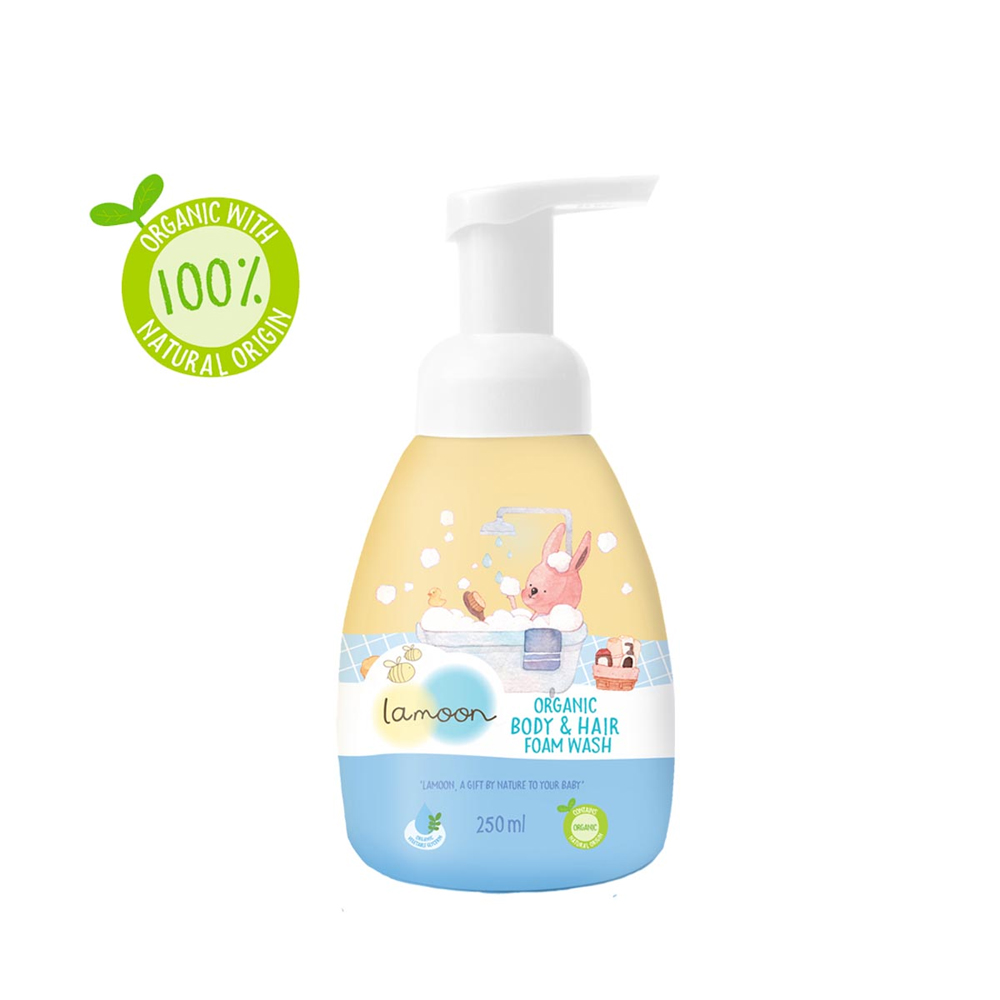 Sữa Tắm Gội Organic Cho Bé Từ Sơ Sinh Dạng Bọt Lamoon - Bình 250ml