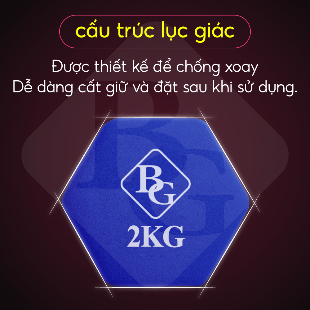 Bộ 2 tạ tay lõi sắt bọc cao su, tạ tập tay cao su 1kg 2kg 3kg 4kg 5kg BG (hàng nhập khẩu)