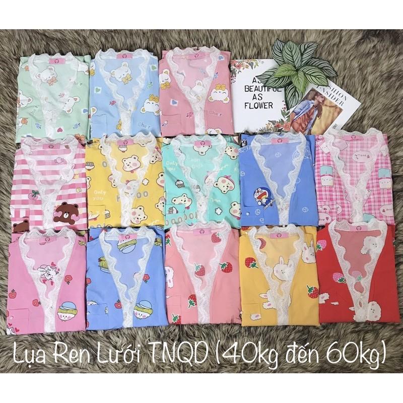 ĐỒ BỘ PIJAMA LỤA REN LƯỚI--Tay ngắn quần dài