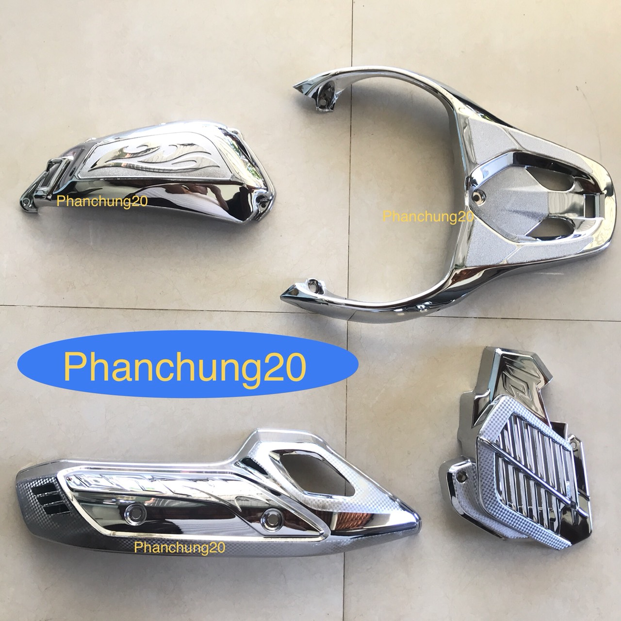 COMBO BỘ ỐP PHỤ KIỆN TRANG TRÍ DÙNG CHO ĐỜI XE SH 2012 2013 2014 2015 2016 CROM