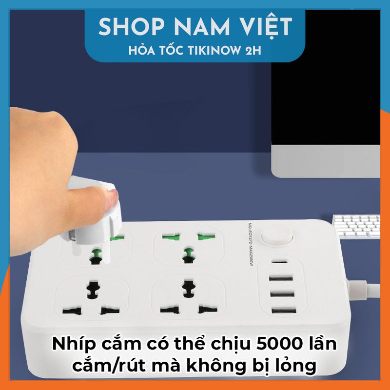 Ổ Cắm Điện Có Cổng Type-C, Công Tắc Riêng, Chịu Tải 3000W