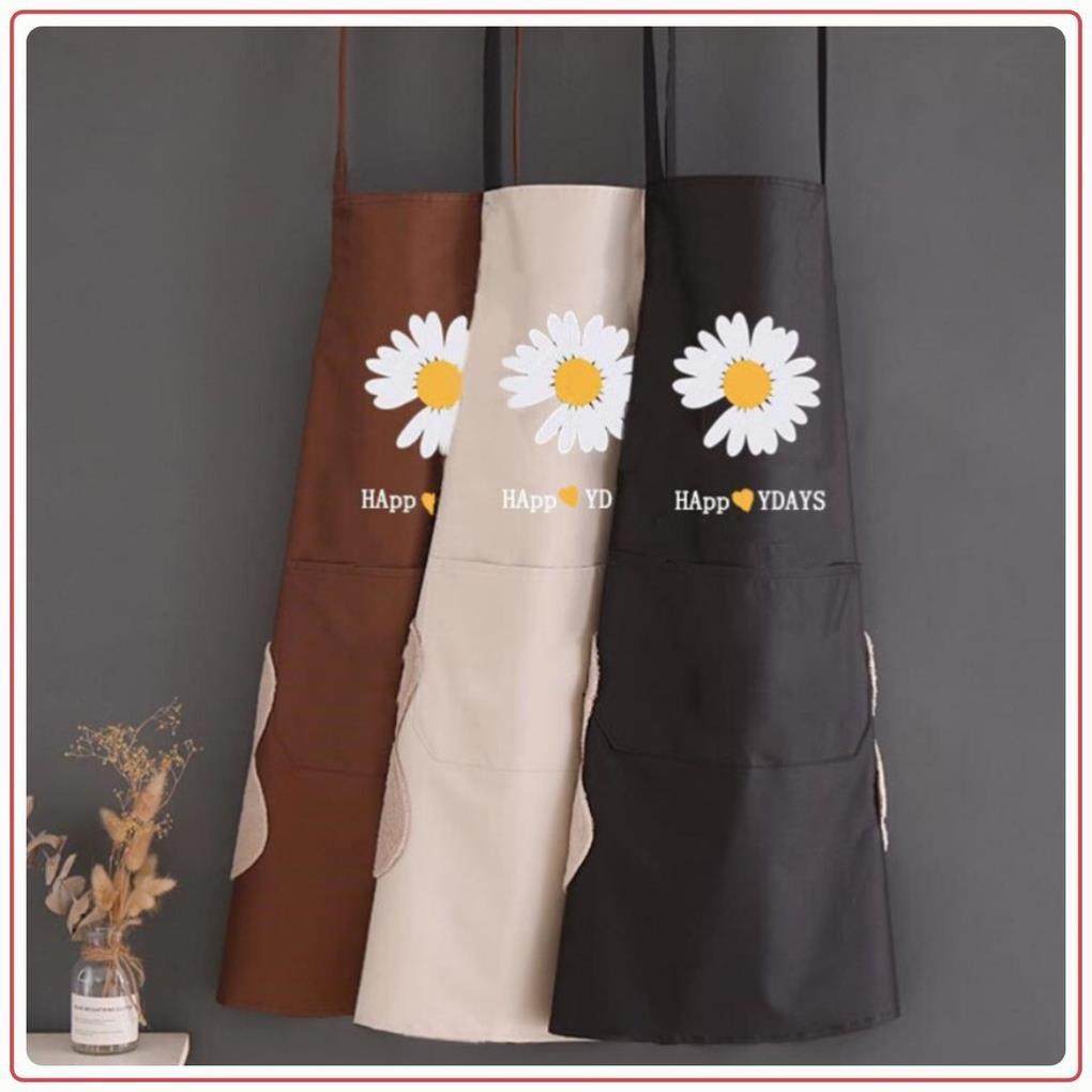 Tạp dề hoa cúc có túi đựng và lau tay - phong cách Hàn Quốc - TAPHC
