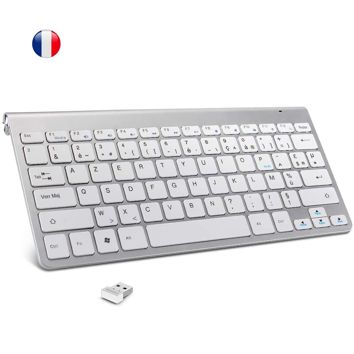 2.4G Pháp Không Dây Bàn Phím Siêu Mỏng  Bố Trí Bàn Phím Đa Phương Tiện Tiếng Ồn Thấp Cho Laptop Máy Tính Để Bàn Windows Smart Tivi