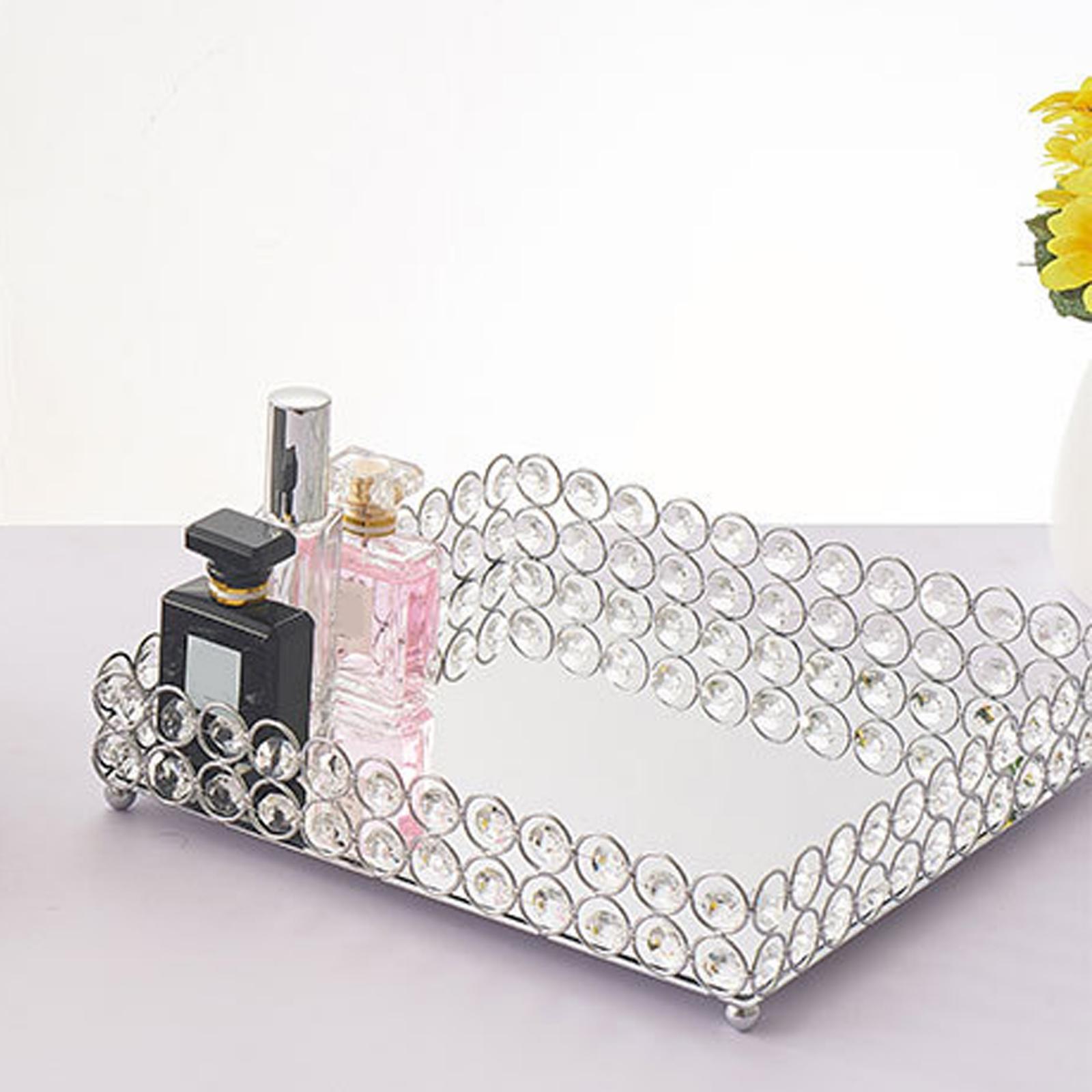 Mirrored Vanity Tray Cosmetic Trinket Tray Organizer Holder Ornament