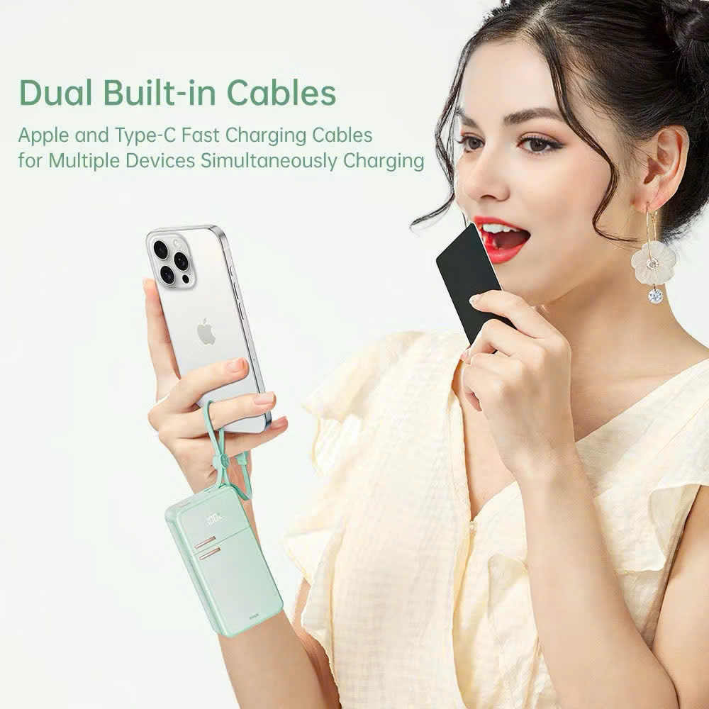 Pin sạc dự phòng Y18 ROCKSPACE sạc nhanh 20000mAh tích hợp dây cáp sạc - Hàng chính hãng bảo hành 12 tháng