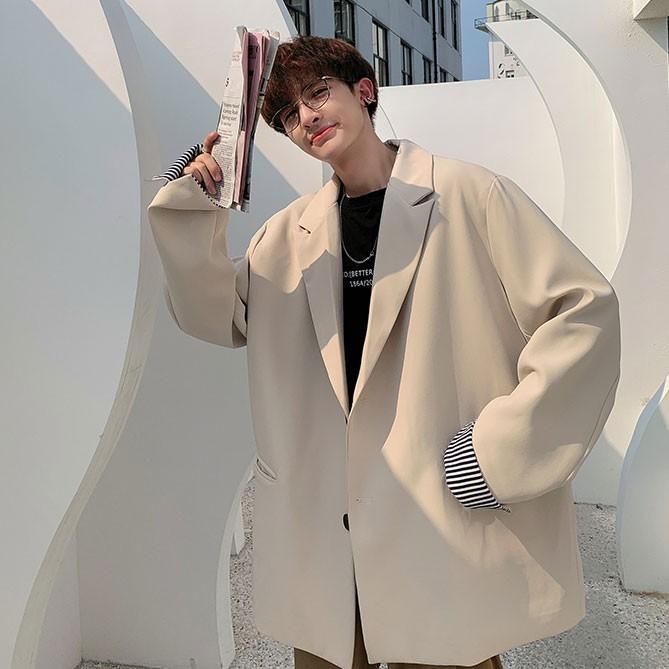 Áo Blazer Hàn Quốc Form Dáng Rộng Tay Dài Phối Tay Kẻ Sọc Áo Vest Blazer Thanh Lịch HERO BZ12