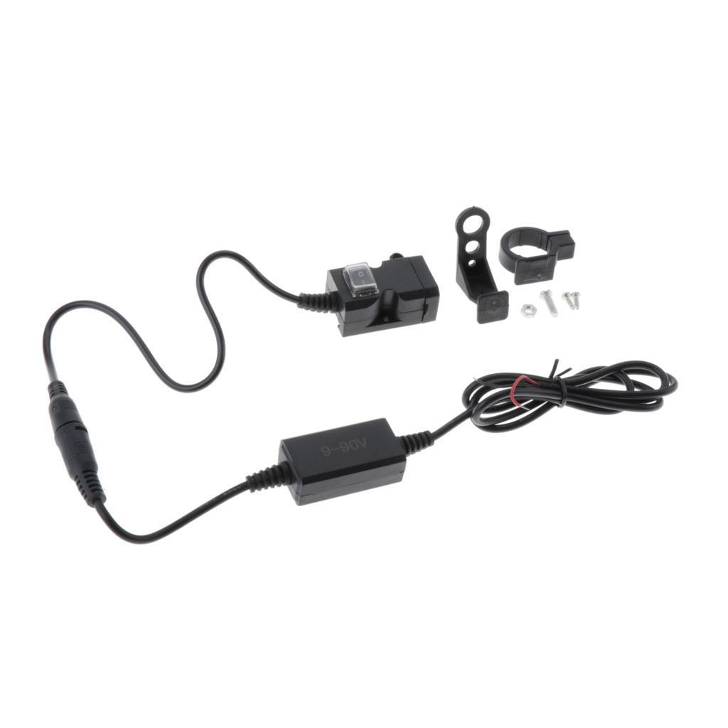Waterproof Dual USB Handlebar Charger Socket w / Switch & Mount 9-90V