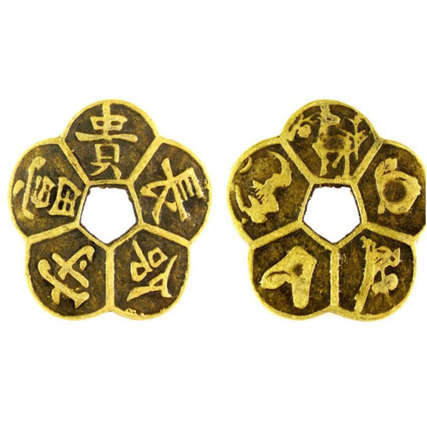 Đồng tiền hoa mai 5 cánh- phụ kiện phong thủy, cầu tài lộc- brown 206570