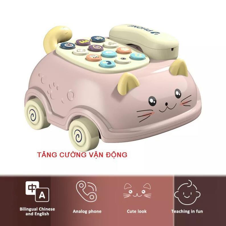 Đồ chơi điện thoại mô hình ô tô mèo con giúp bé nhận diện các chức năng điện thoại và trạng thái thời tiết