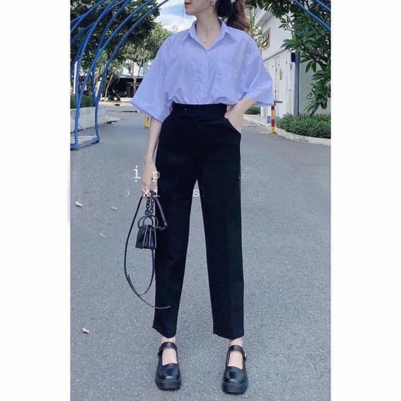 Quần Baggy Cạp Cao Có Cúc - Quần Tây Nữ