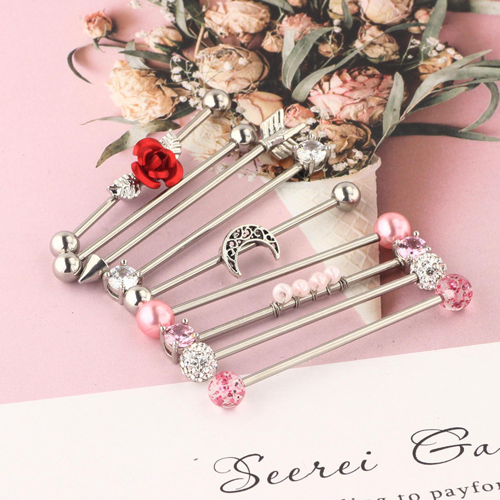 Pair trend ear industrial piercing barbell earrings jewelry punk accessory