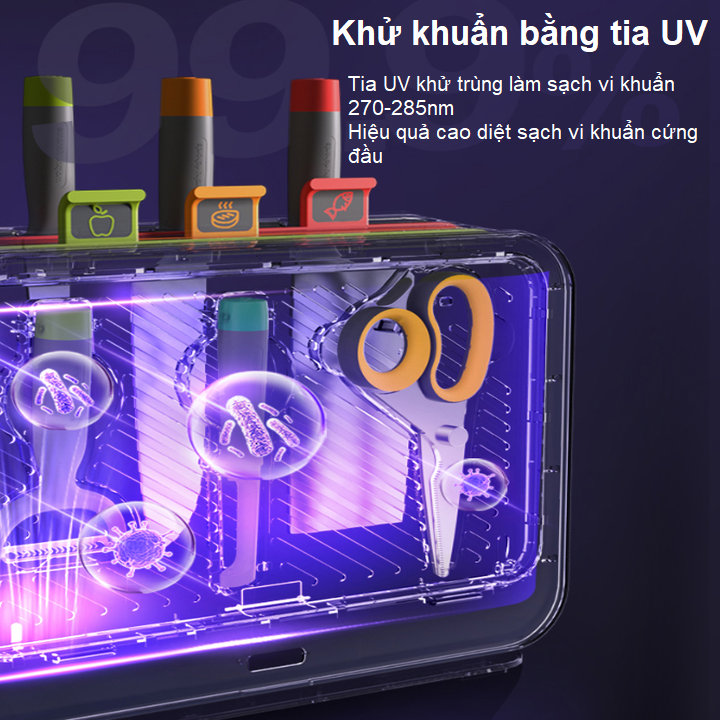 Bộ Dao Thớt Khử Khuẩn UV Và Sấy Khô 65ºC Morphy Richards MR1002 Thế Hệ Thứ 3 - Công suất: 130W - HÀNG NHẬP KHẨU