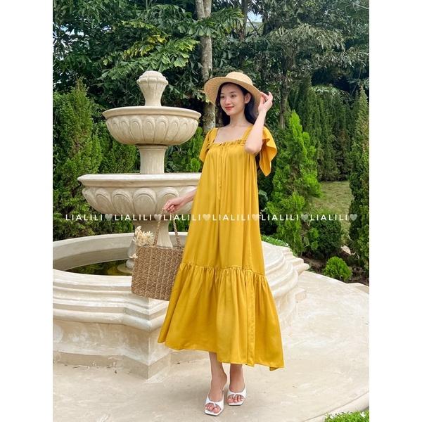 Đầm cánh tiên form dài vải linen lụa ít thích hợp mặc đi biển dạo phố - THIẾT KẾ TỪ LIALILI