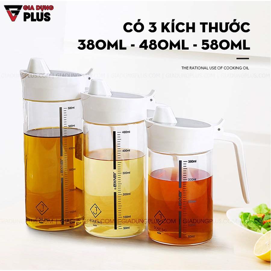 Bình đựng dầu ăn thuỷ tinh borosilicate, nắp inox 304 có tay cầm JIANXIA (380ml, 480ml &amp; 580ml)